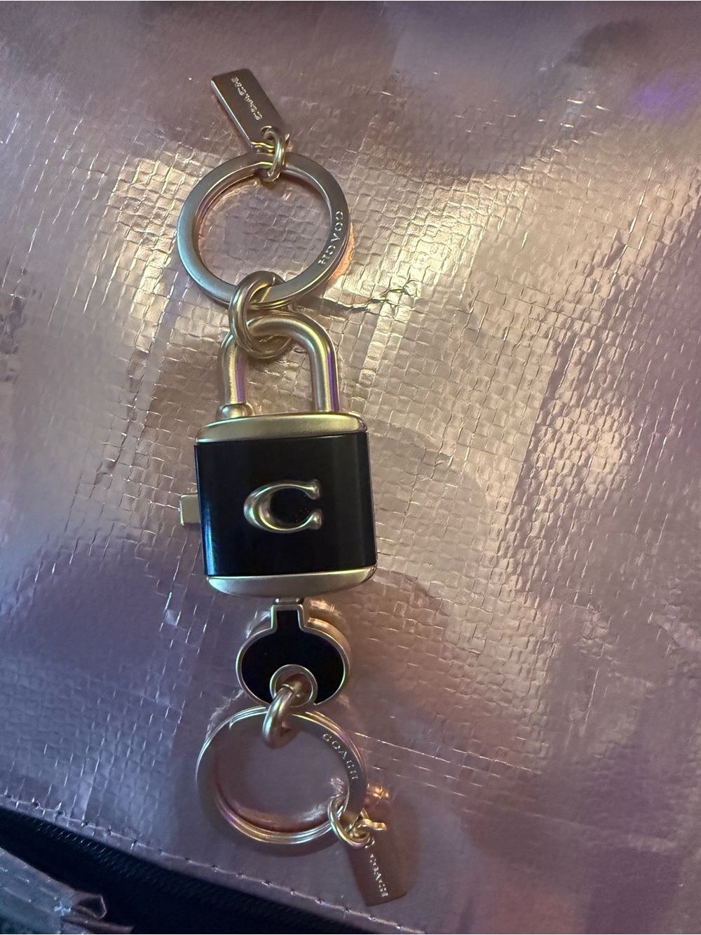 Coach Black and Gold Padlock Key Charm